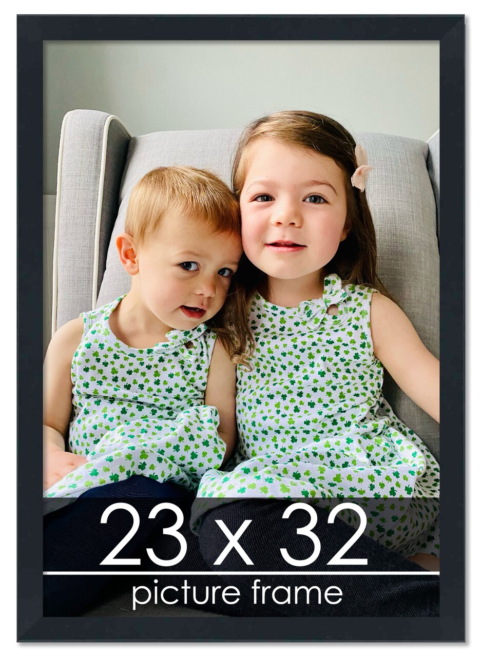 23x32 Slim Profile Black Picture Frame - UV Acrylic, Foam Board Backing, Hanging Hardware